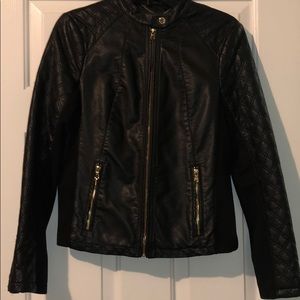 INC Black faux leather jacket